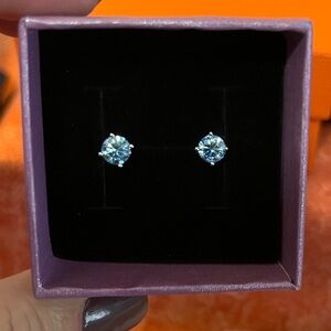 Elegant Blue Moissanite Stud Earrings